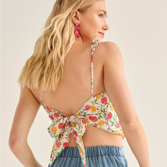Francesca’s - Bow Back Corset Floral Blouse - Picture 3 of 7